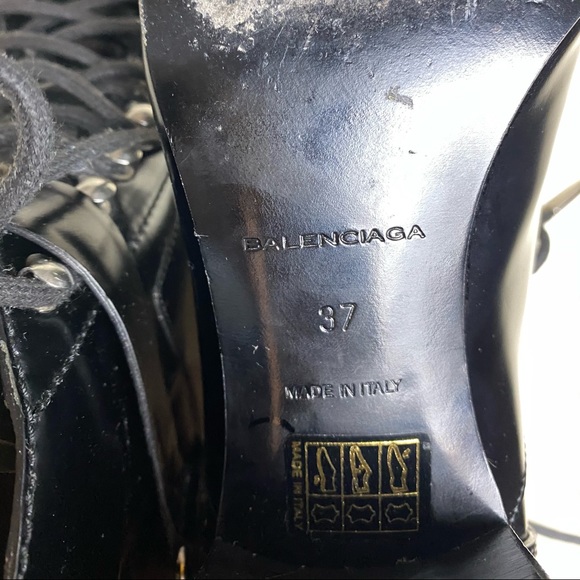 Balenciaga Lace-Up Patent Leather Ankle Boots - Picture 8 of 8